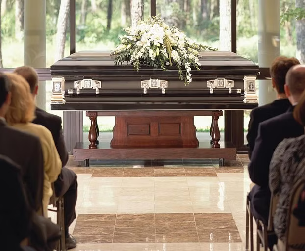funeral on coffin wreath