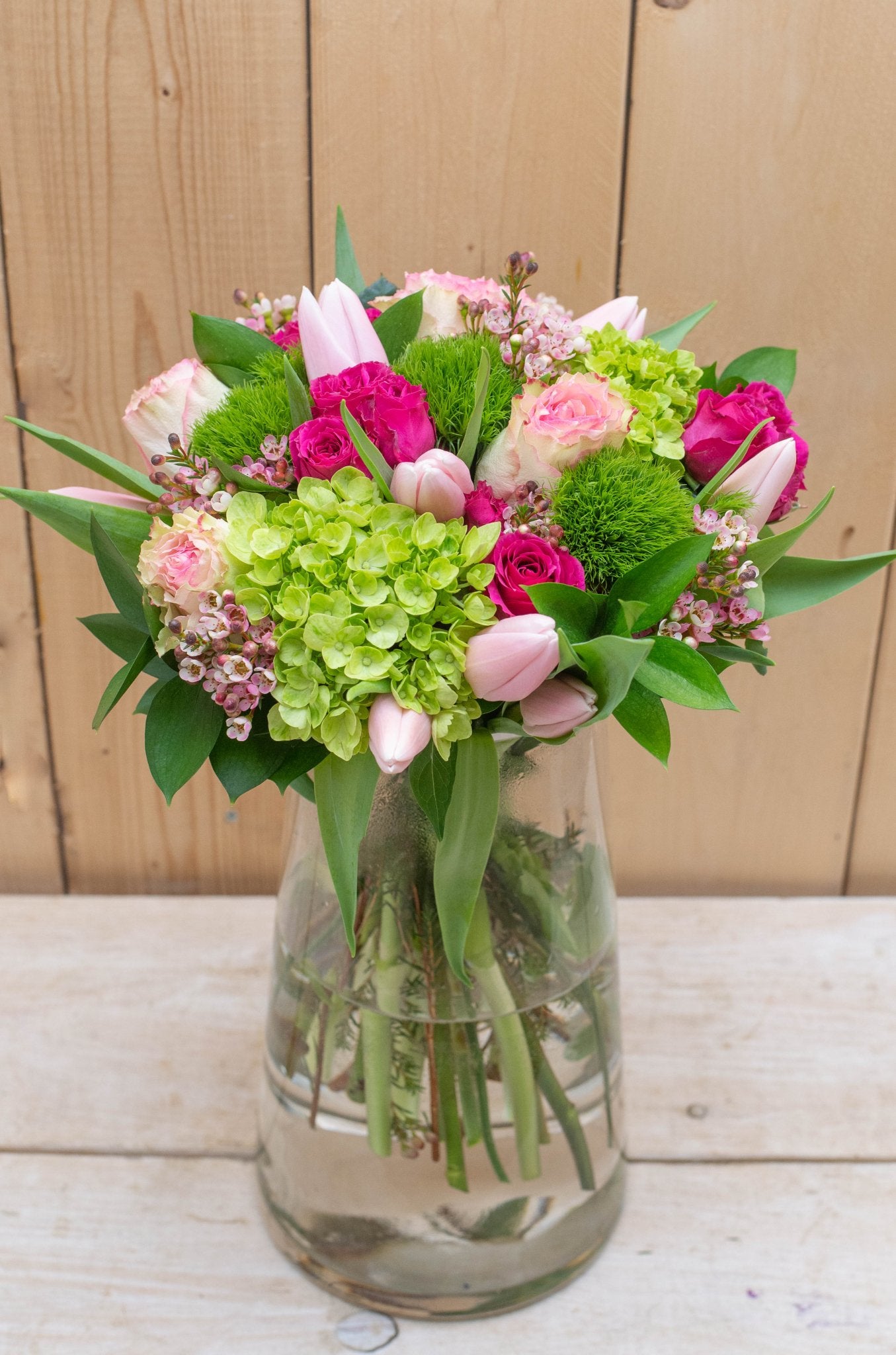 Sparkling Pink & Green Bouquet - Miya Fleuriste - samedaydelivery