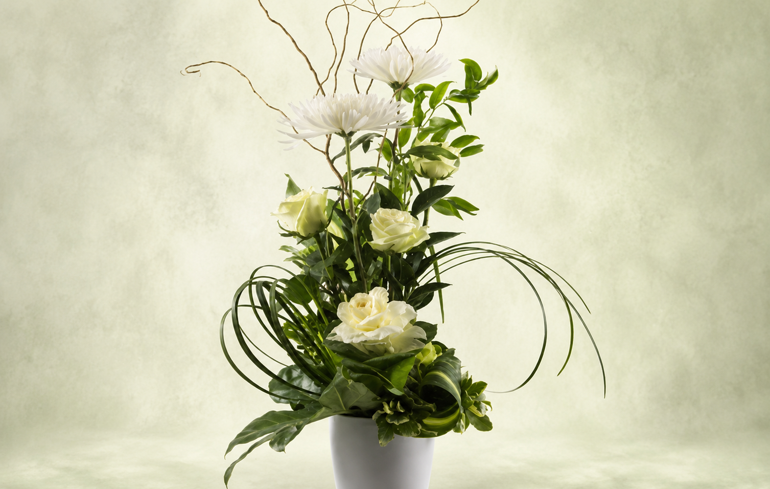 Elegant White Sympathy Arrangement | Funeral Flowers Montreal