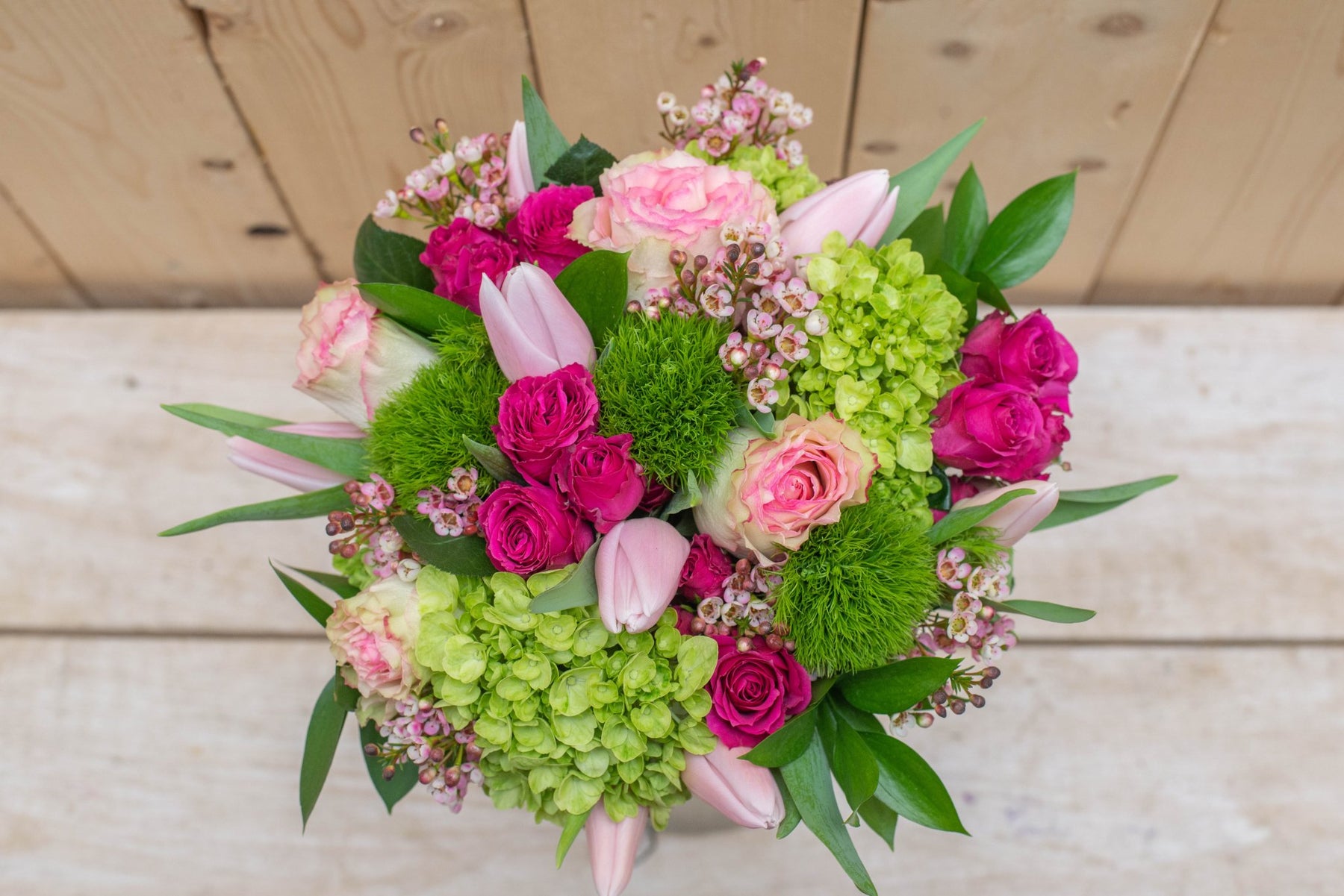Sparkling Pink & Green Bouquet - Miya Fleuriste - samedaydelivery
