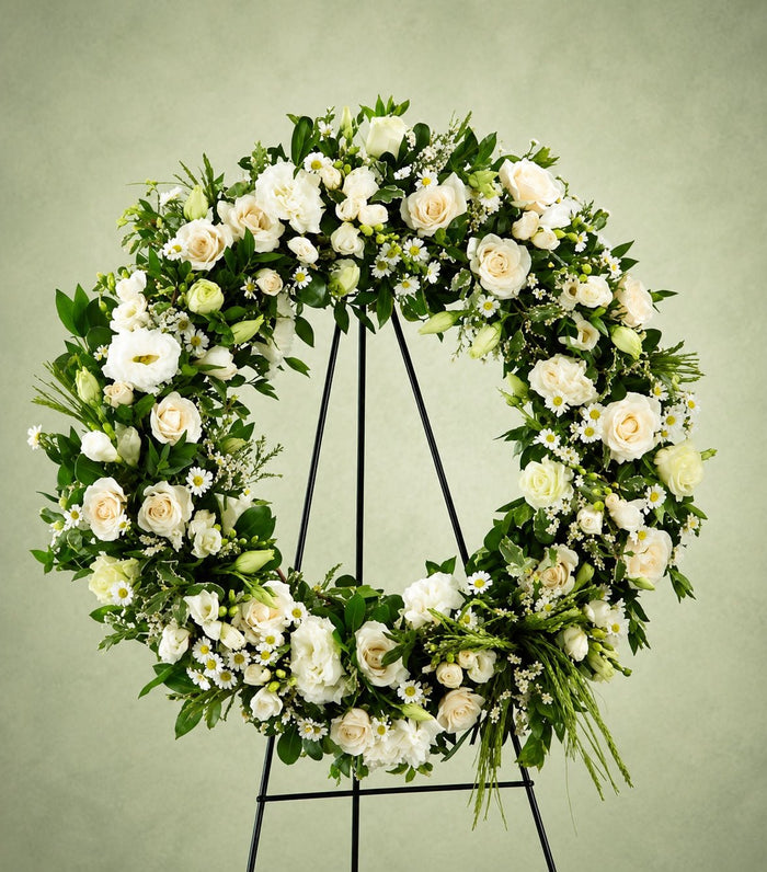 White Sympathy Wreath floral tribute
