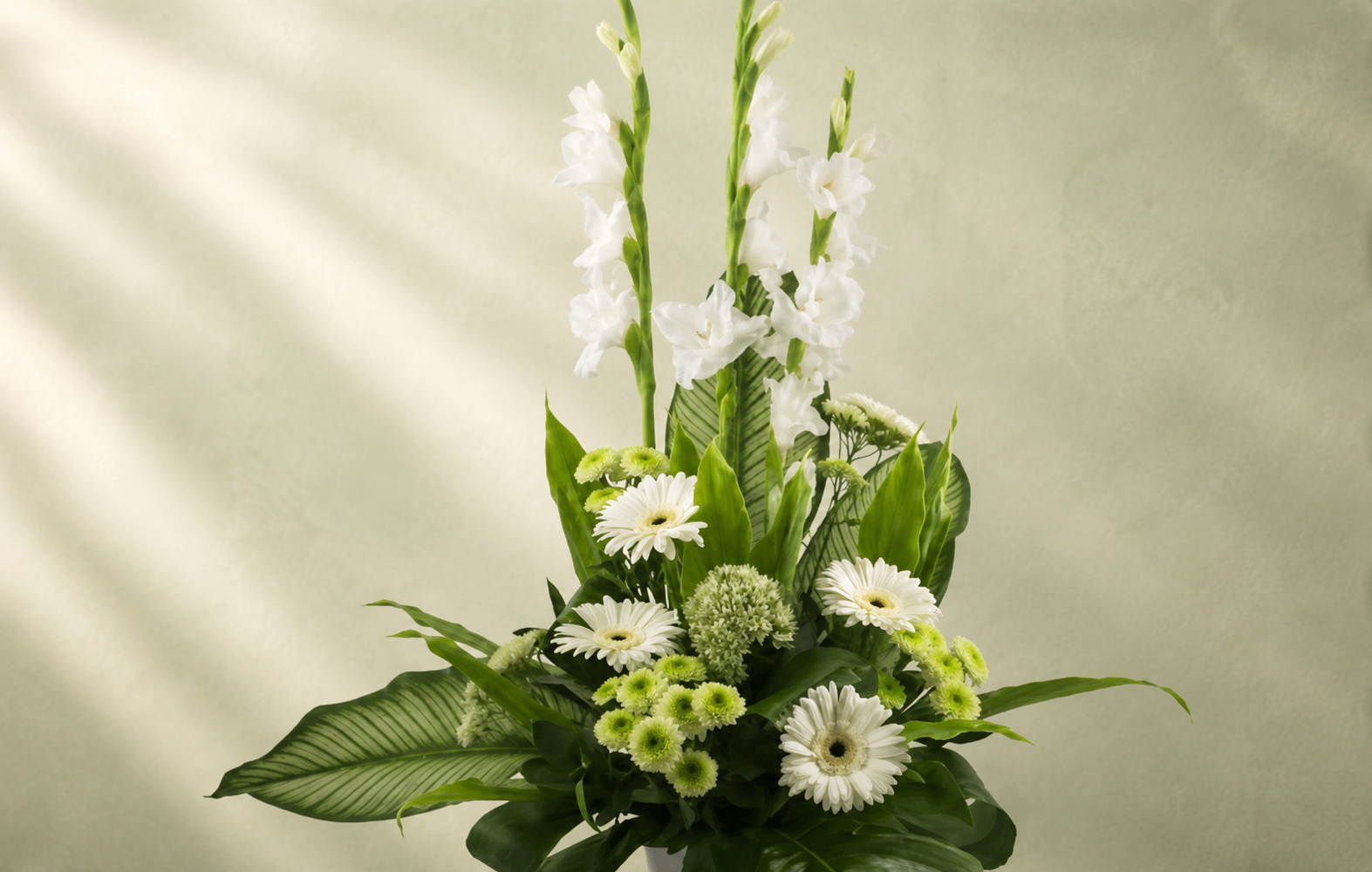 White Sympathy Flower Arrangement | Elegant Funeral Flowers Montreal